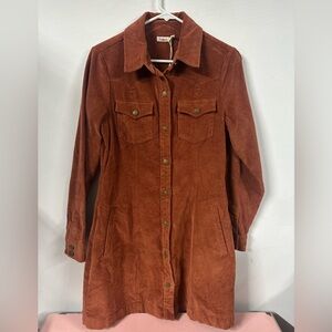 FAHERTY Malone Corduroy Shirt Mini Dress NWT Size Small Orange Harvest